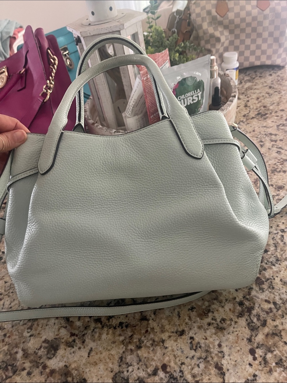 kate spade Pebble Leather Satchel in Light Mint - Picture 2 of 3